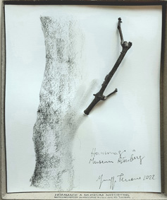 Giuseppe Penone, Hommage à Museum Abteiberg, 2022, Bleistift, Kohle und Bronze auf weißem Karton, 32,5 x 27,5 cm, Foto: Museumsverein